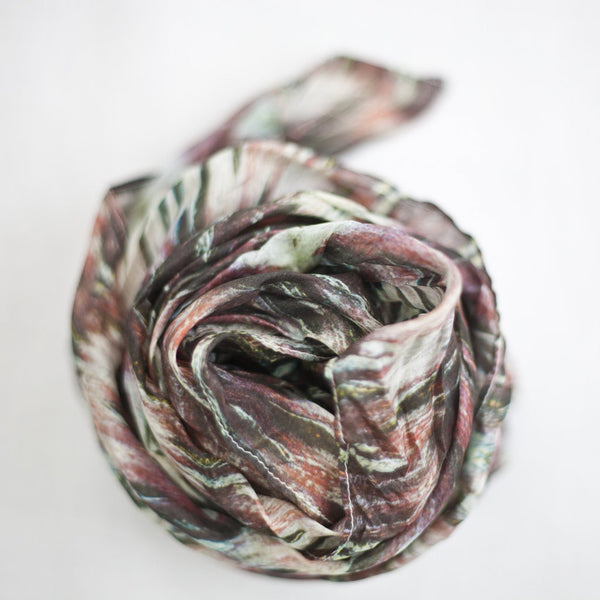 Carley Kahn "Wahkeena Falls" silk scarf. 