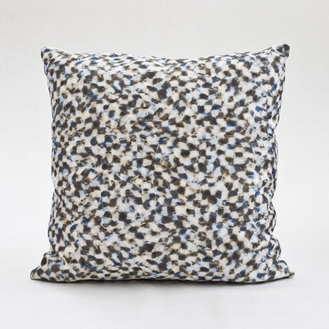 Carley Kahn "Checker" pillow cover. Blue and tan colorway. Product shot of full 20 x 20" pillow. 