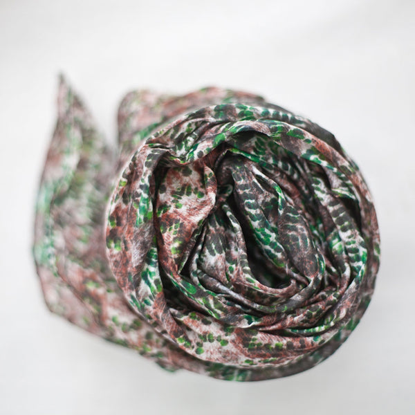 Carley Kahn "Emerald Forest" silk scarf. 